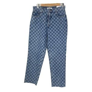 PacSun Blue Checkerboard High-Waist Jeans
